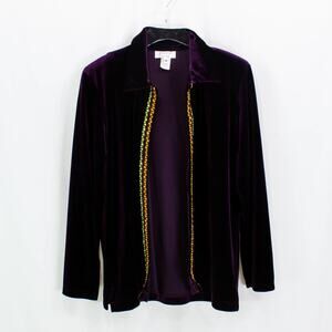 RICCI Purple Vintage 1990's Velvet Sweater 3 Piece Skirt Suit Set
